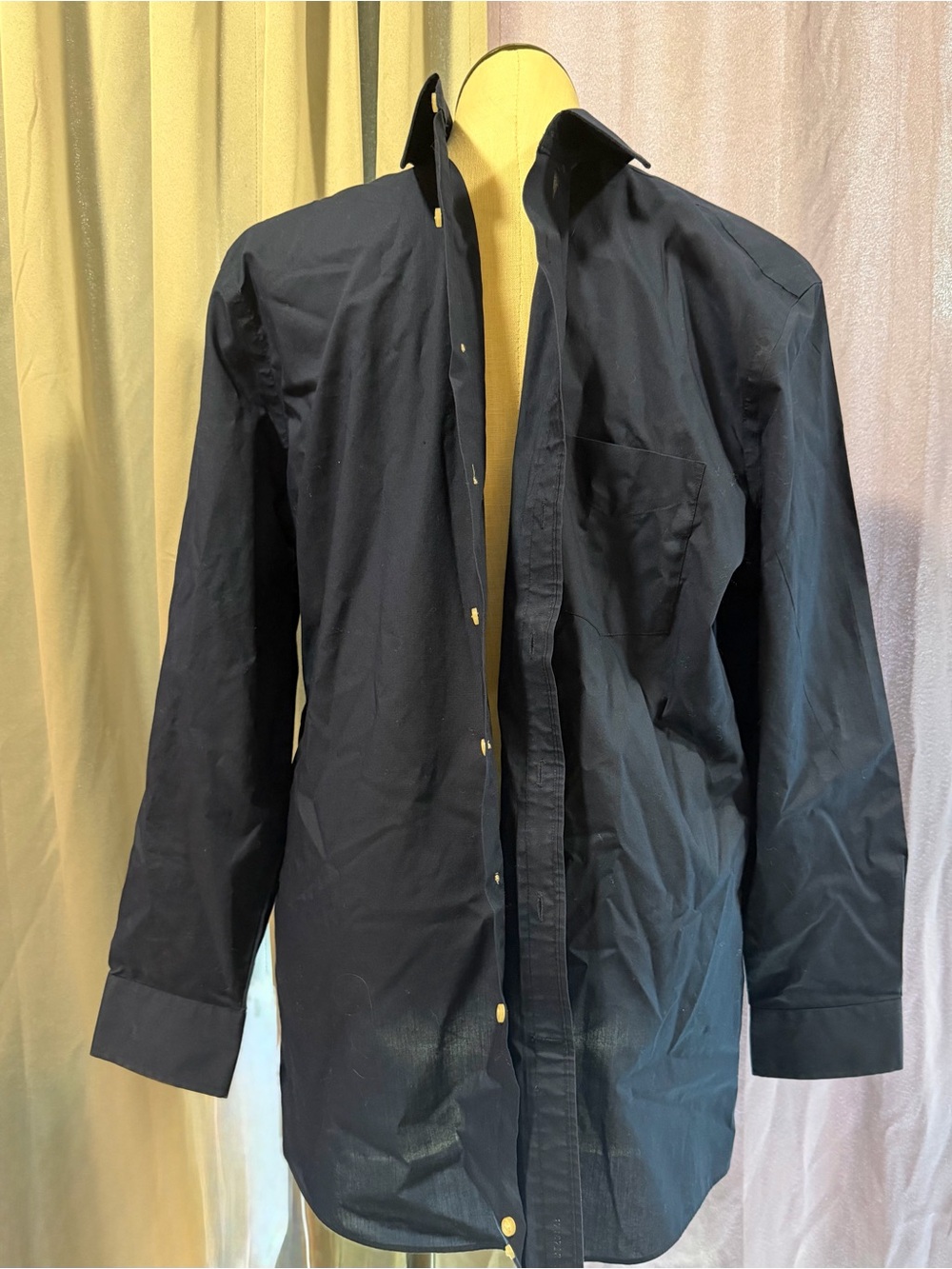 STAFFORD travel performance super shirt Classic Men's Navy Button-Down Shirt